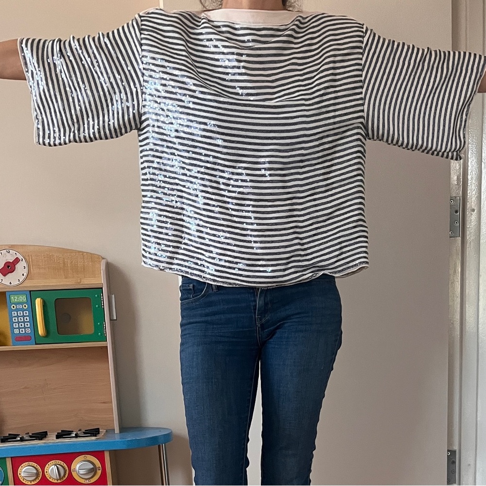Dolce & gabbana sequins, black and white striped top